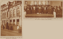 874038 Collage van 2 foto's betreffende de officiële opening van het Tehuis voor vrouwen en kinderen van het Leger des ...
